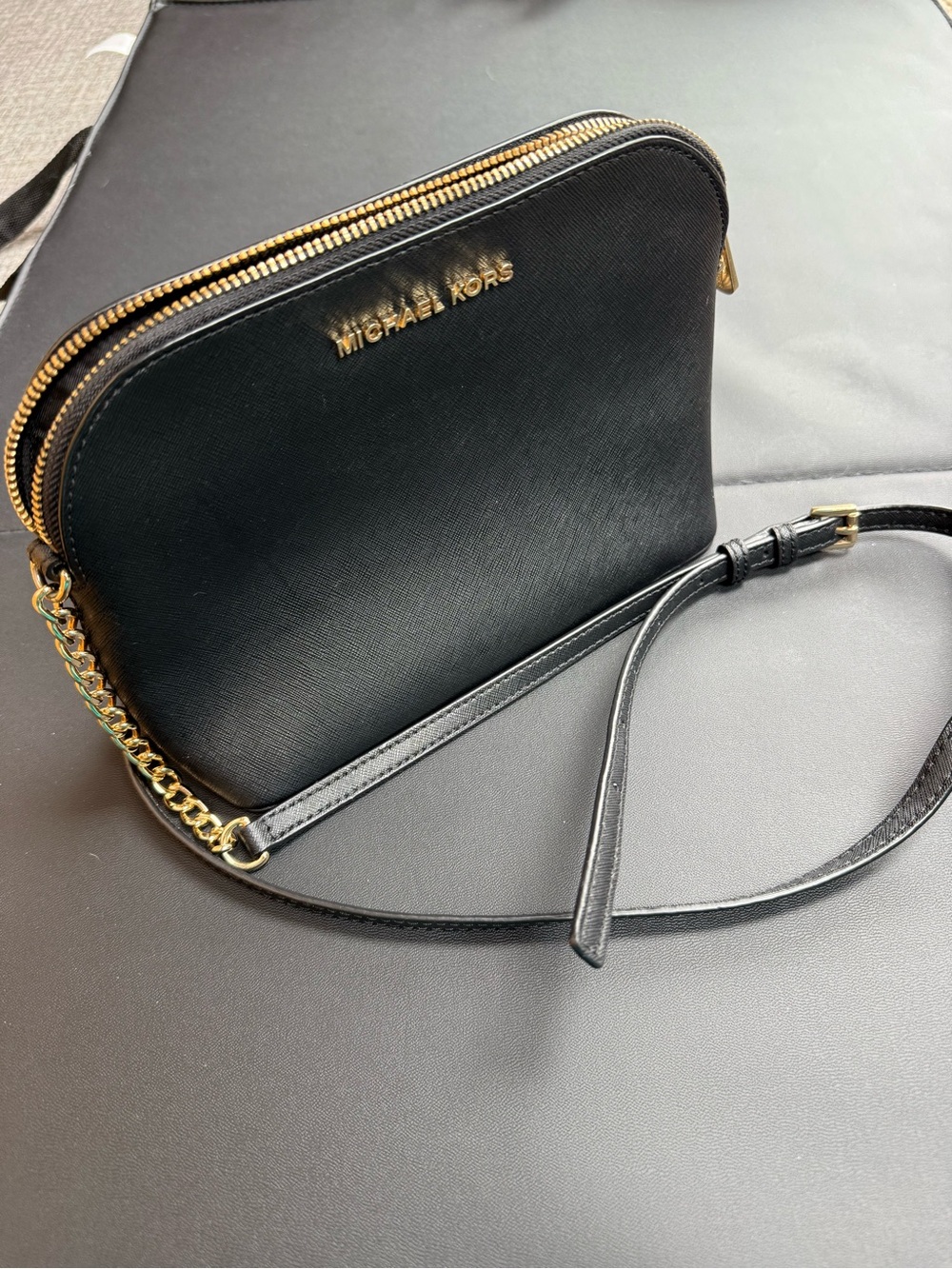 Michael Kors Black Saffiano Crossbody with Gold Hardware